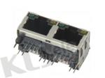 RJ45 Modular Jack with LED/Transformer (Right PCB Mount)